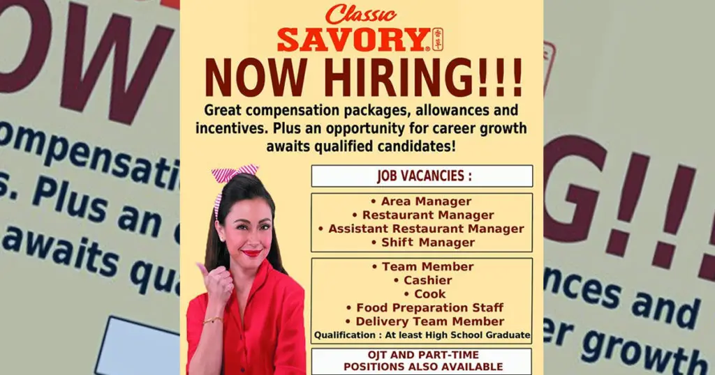 ClassicSavoryHiring Announcement Philippines