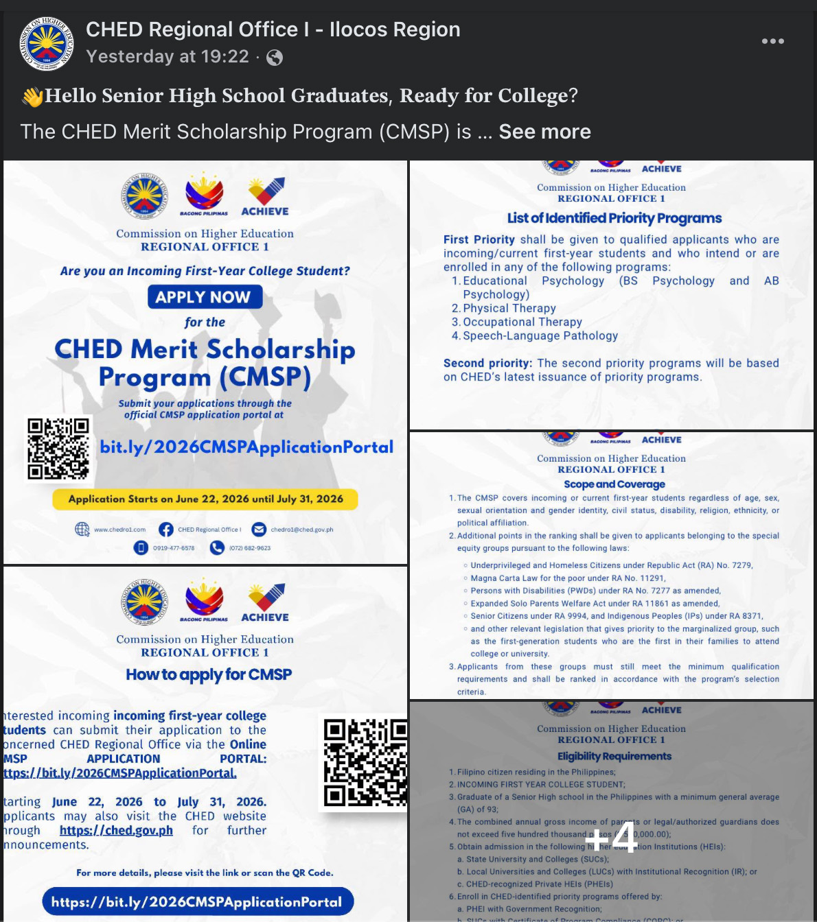 Ched Scholarship 2026