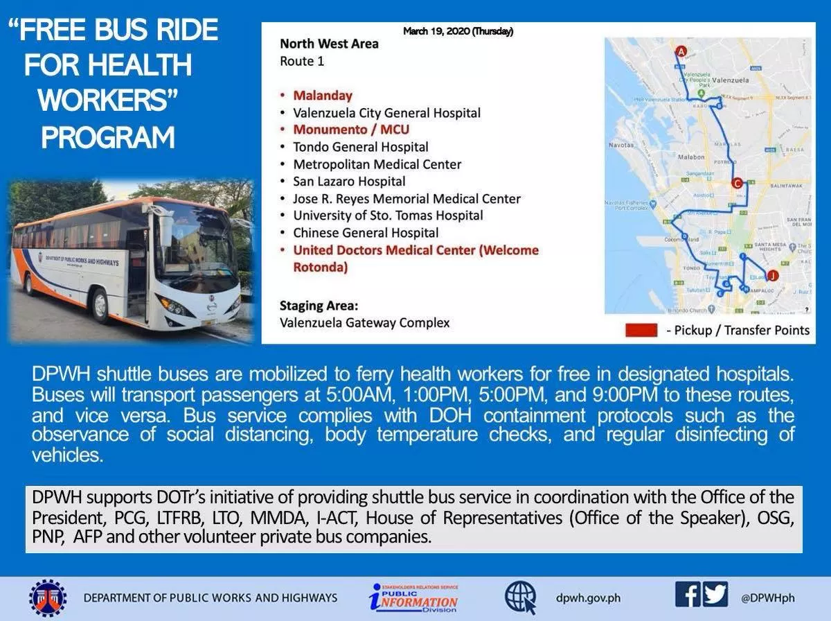 The DPWH deploys shuttle vehicles to give free rides to health and medical workers