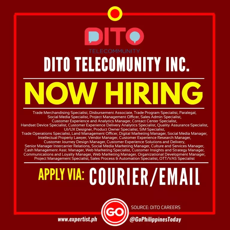 DITO Telecommunity is Hiring Multiple Workers DITO Telecommunity is Hiring