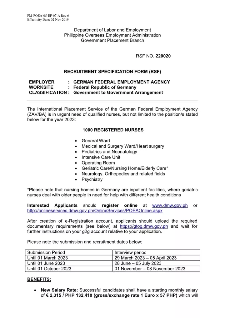 POEA-GBP is hiring 100 Registered Nurses bound to Germany 1673660778180