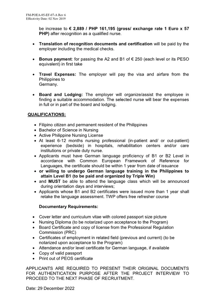 POEA-GBP is hiring 100 Registered Nurses bound to Germany 1673660781471