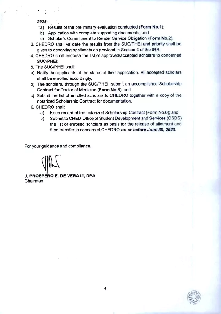 CHED Medical Scholarship and Return Service3