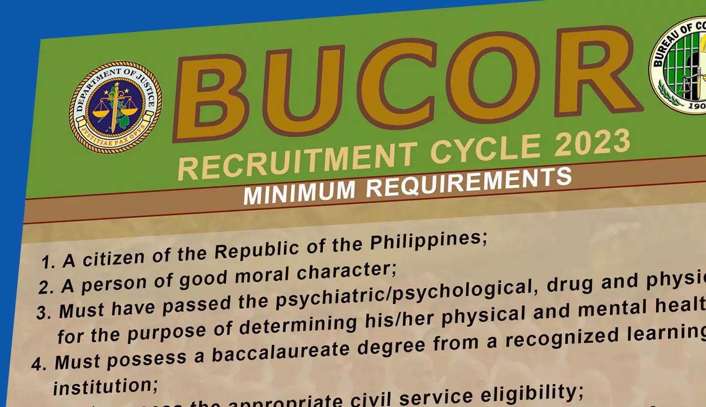 Recruitment Cycle 2023: BuCor is hiring Corrections Officer I BuCor is hiring Corrections Officer I
