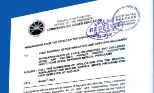 CHED Medical Scholarship and Return Service