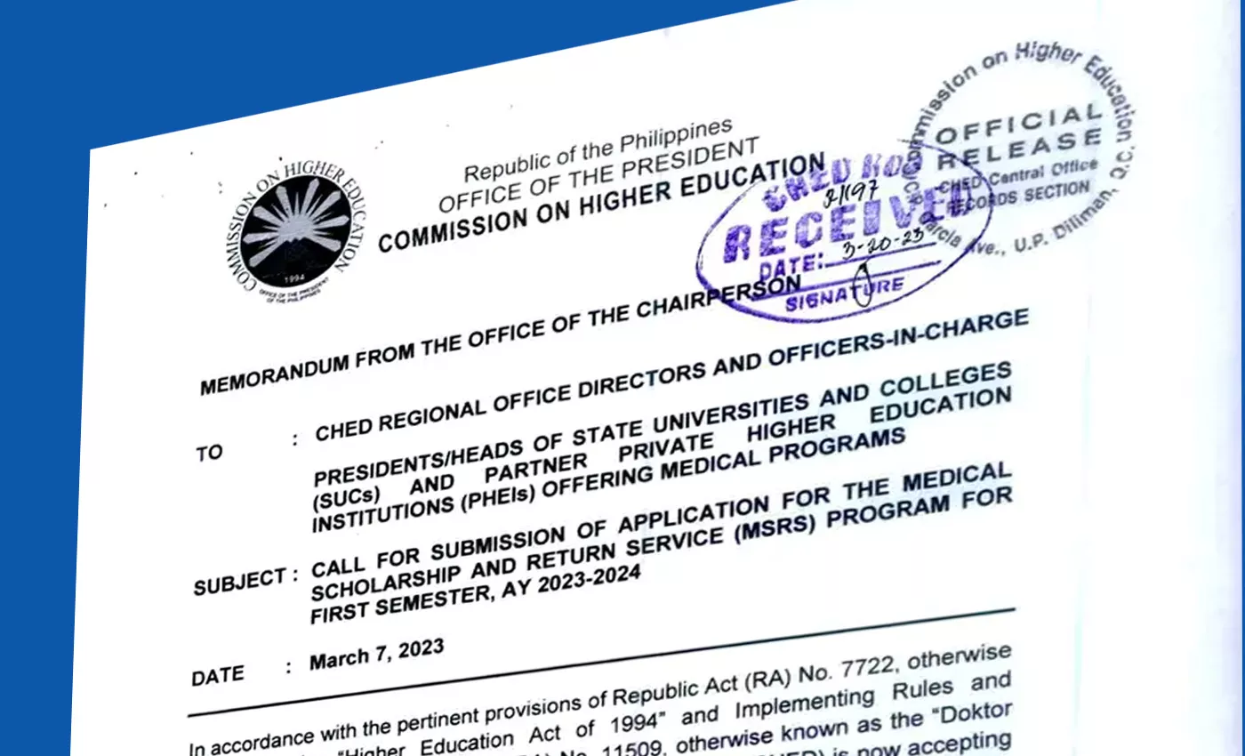 CHED Medical Scholarship and Return Service