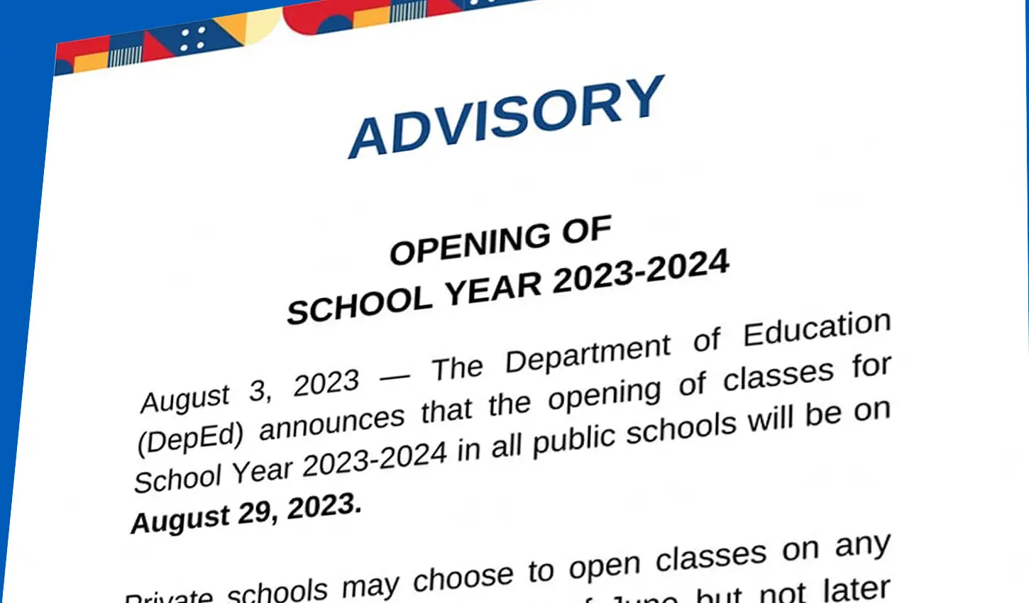 DepEd has Announced the Opening of Classes for SY 20232024