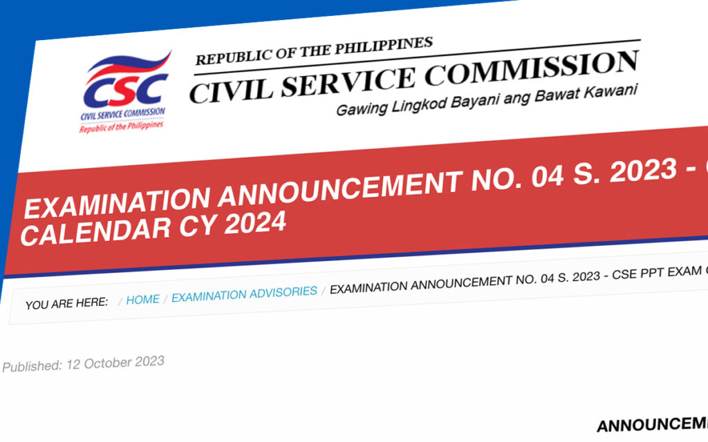 CIvil Service Exam Schedule 2024 Announcement Philippines