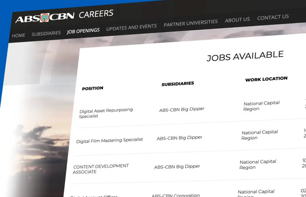 ABSCBN Hiring Announcement Philippines