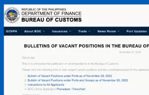 Bureau of Customs is Hiring