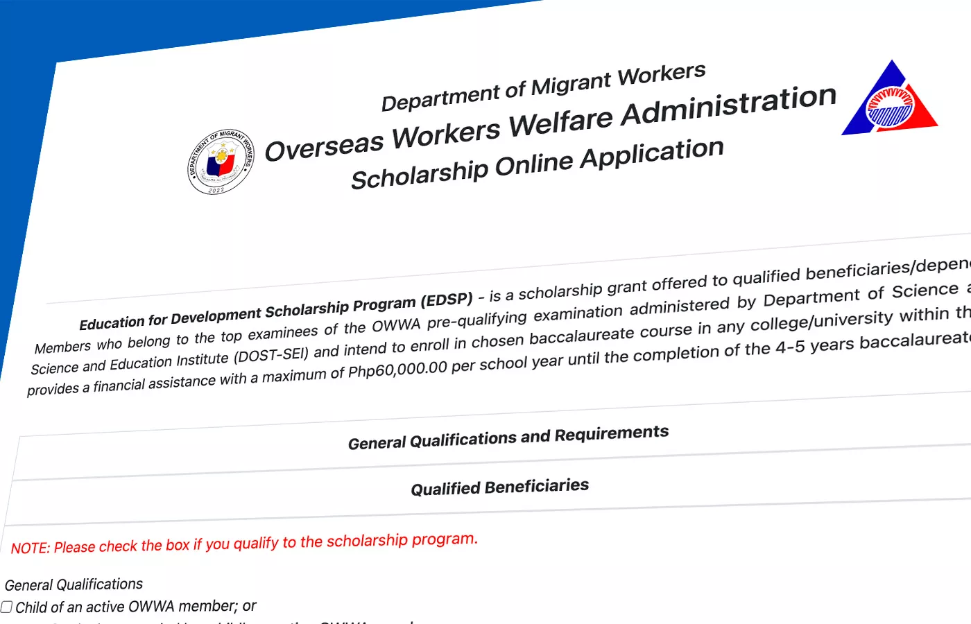 OWWA Scholarship 2024