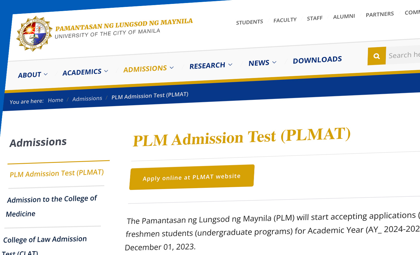 Call For Applications: Pamantasan Ng Lungsod Ng Maynila (PLM) Admission Test (PLMAT) For SY 2024 