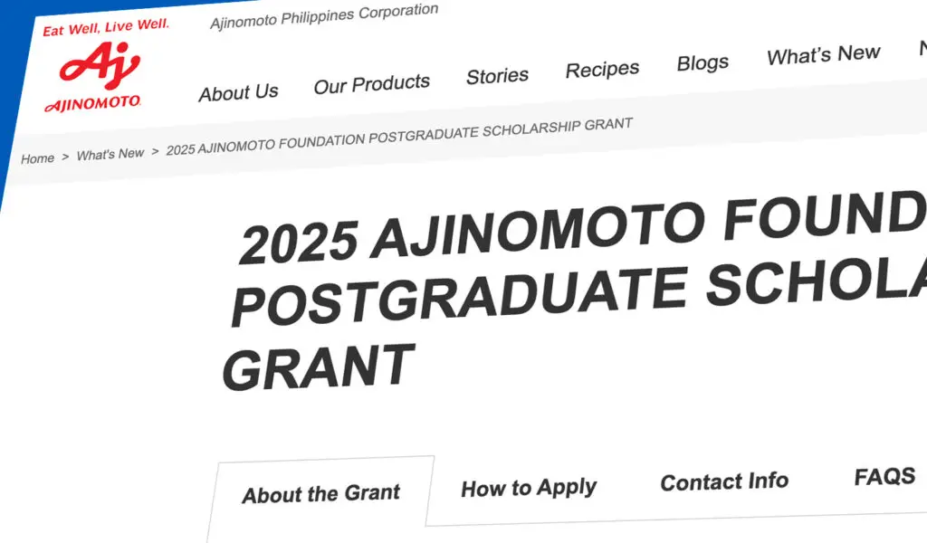 AJINOMOTO FOUNDATION POSTGRADUATE SCHOLARSHIP 2025 Announcement