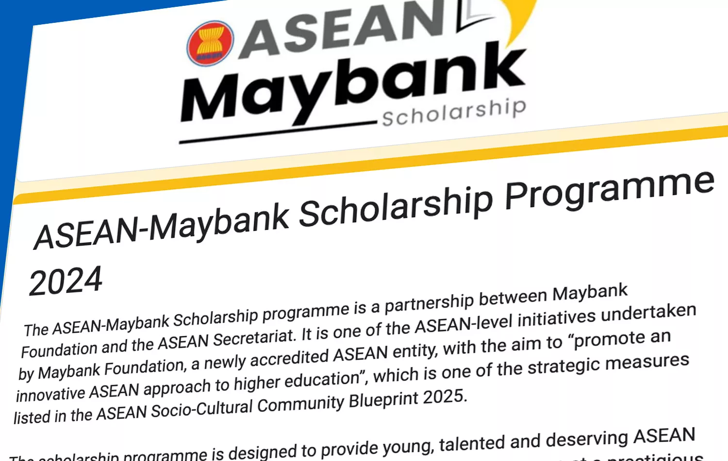 Call For Applications: 2024 ASEAN-Maybank Scholarship Programme Is Now Open! 2024 ASEAN-Maybank Scholarship Programme
