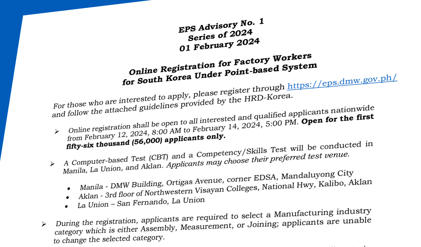 Online Registration For Factory Workers For South Korea