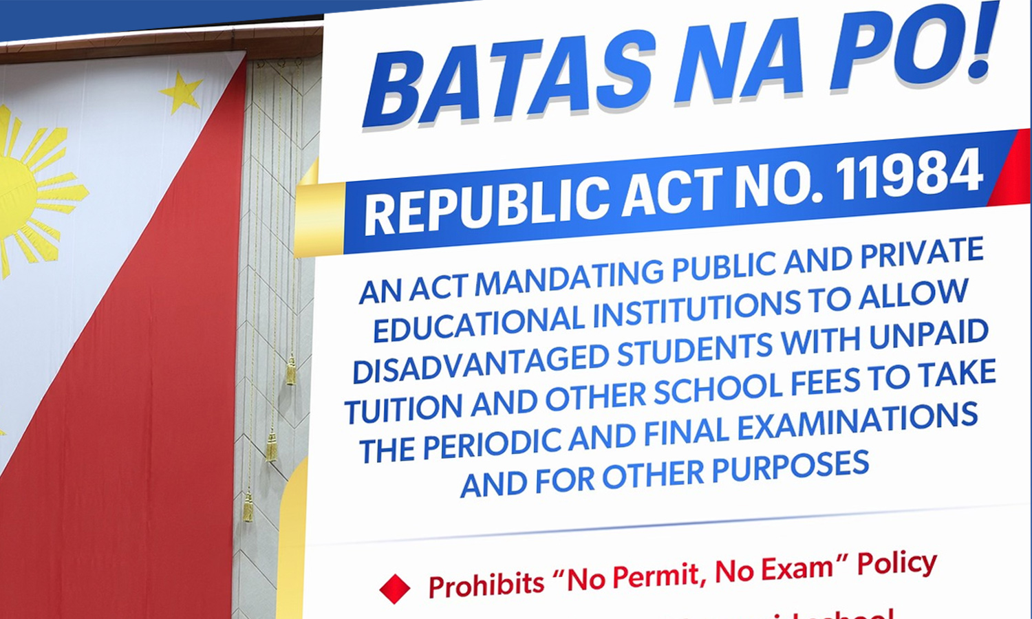 No Permit, No Exam Prohibition Act – Announcement Philippines