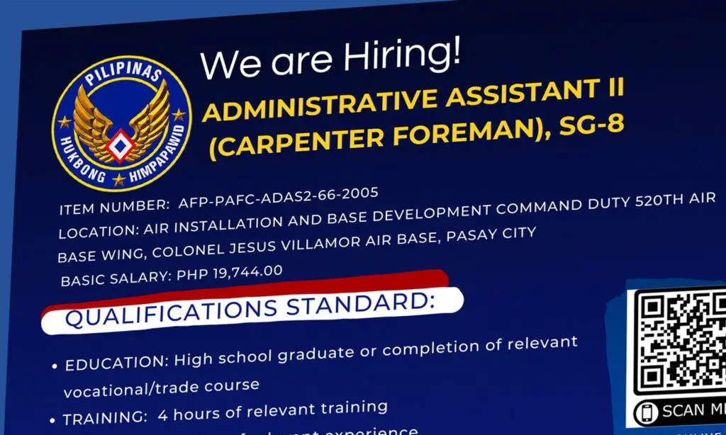 Philippine air force Hiring Civilian Personnel Announcement Philippines