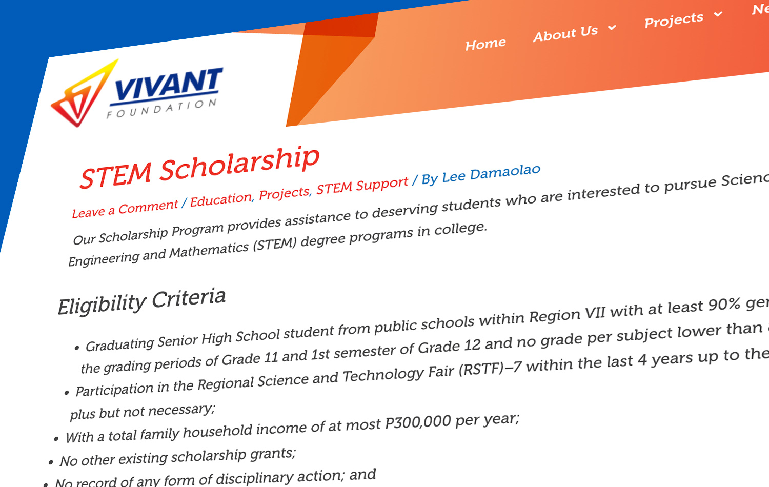 Stem 2024 Scholarship By Vivant Foundation Announcement Philippines