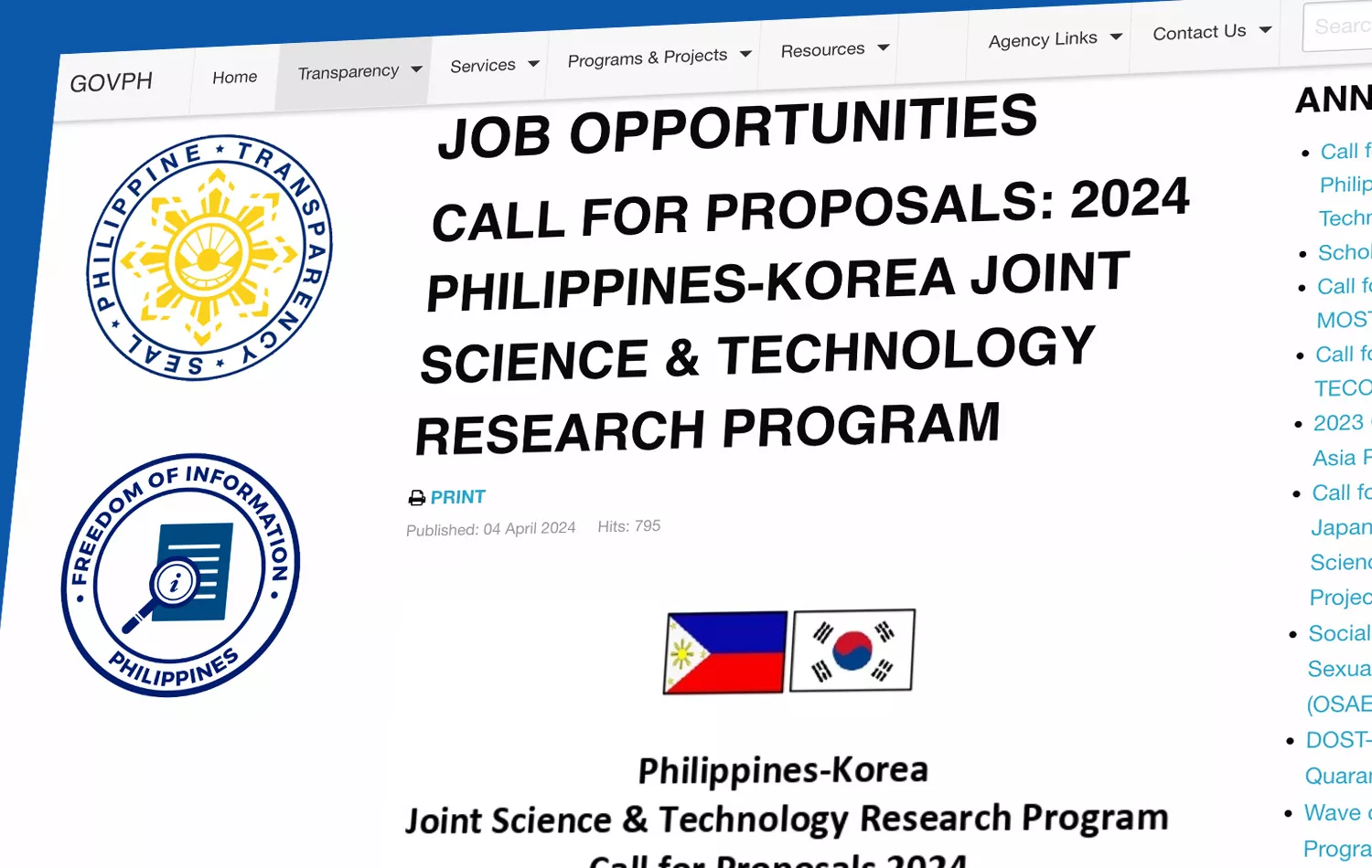 DOST offers a joint research program between the Philippines and Korea DOST Research Program