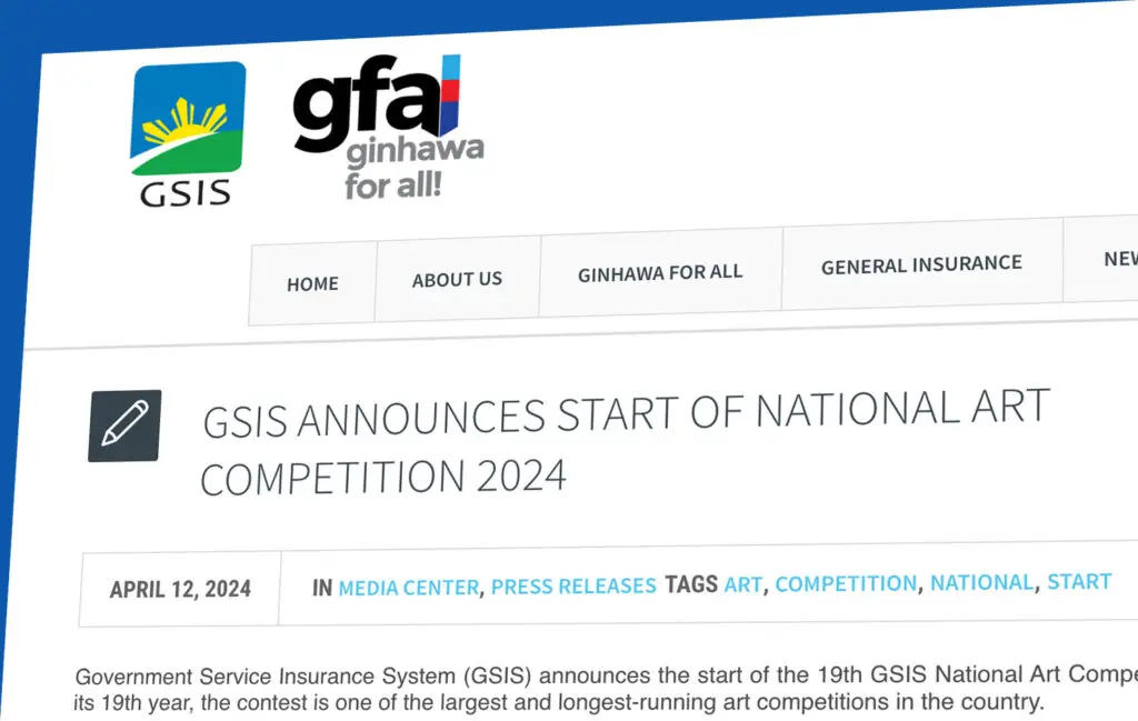 GSIS opens annual national art competition Announcement Philippines