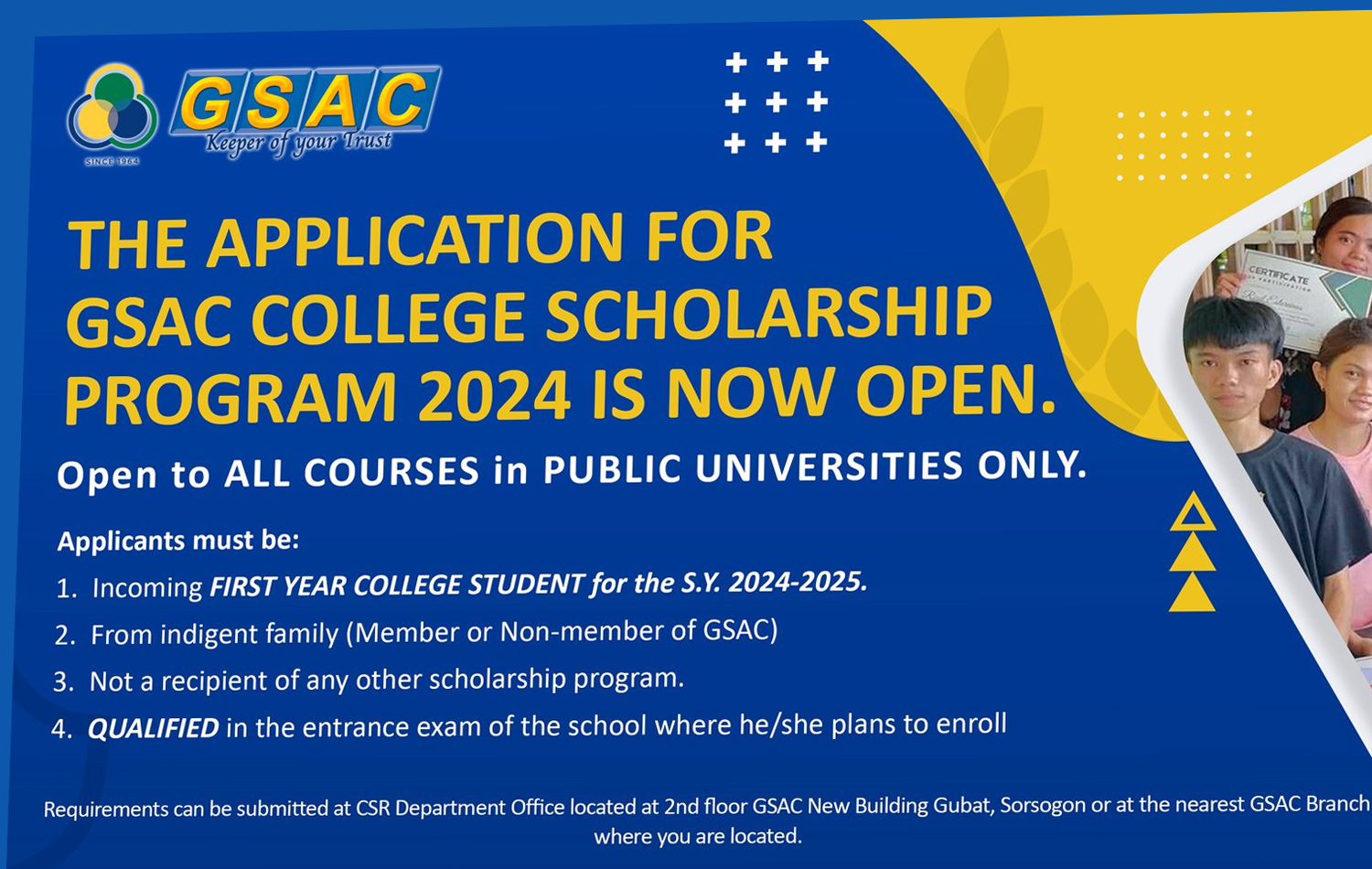 Gubat St. Anthony Cooperative (GSAC) College Scholarship Program