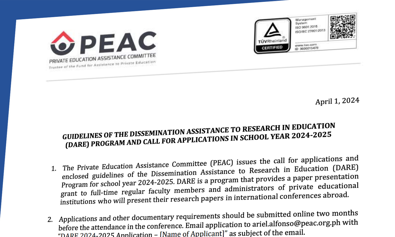 PEAC scholarship programs