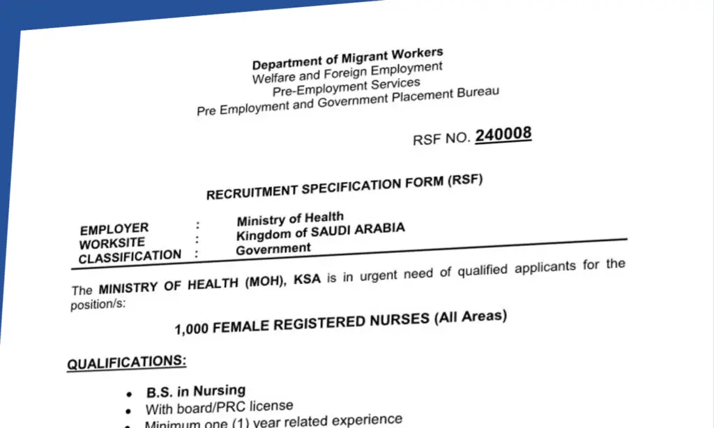 Saudi Arabia Hiring Nurses – Announcement Philippines