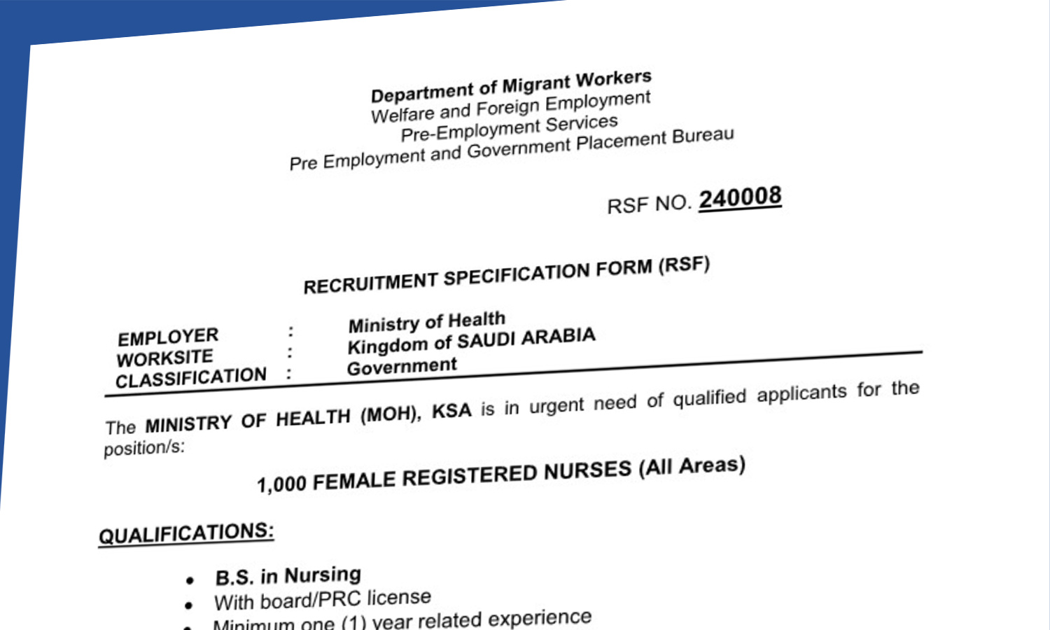 Saudi Arabia Hiring Nurses