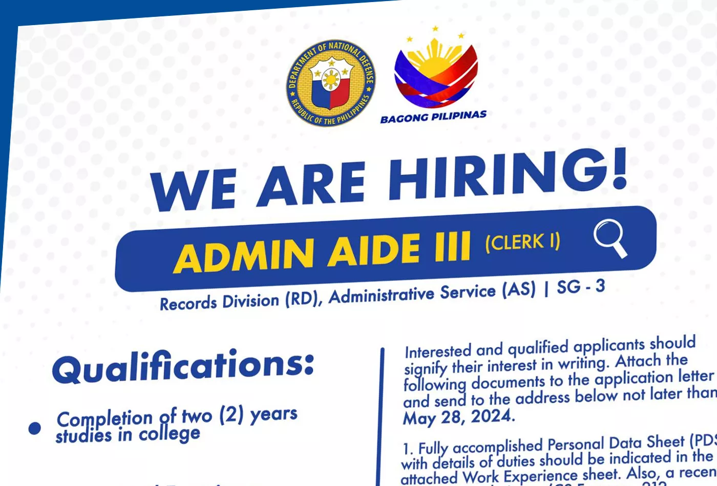 Department of National Defense is looking for individuals to fill in their team DND Hiring