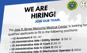 Jose R. Reyes Memorial Medical Center is hiring