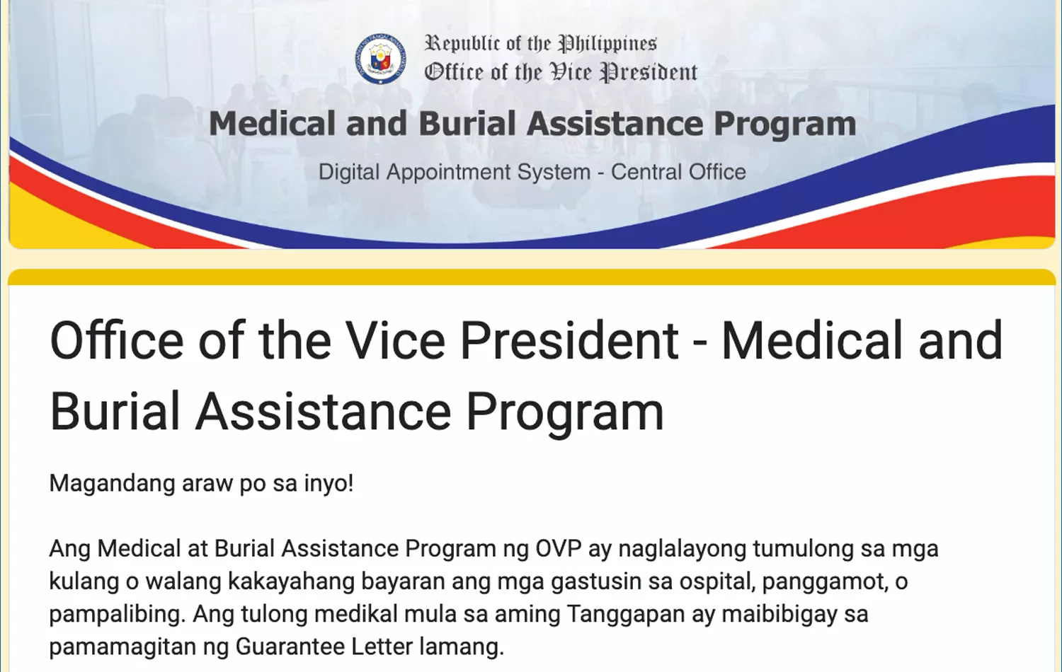 How to avail Medical Assistance from the Office of the Vice President How to Avail medical assistance from OVP