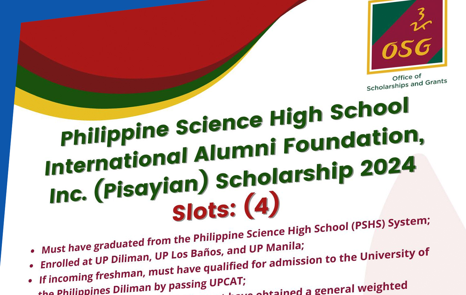 PSHS Alumni Foundation Scholarship Program