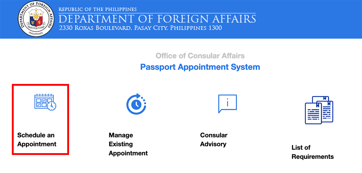 Passport Appointment website