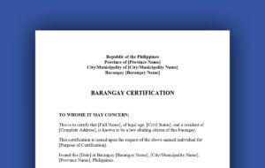 Barangay Certification