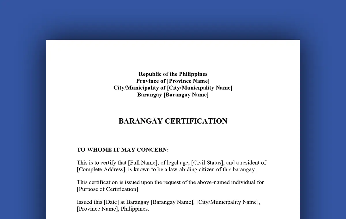 Barangay Certification