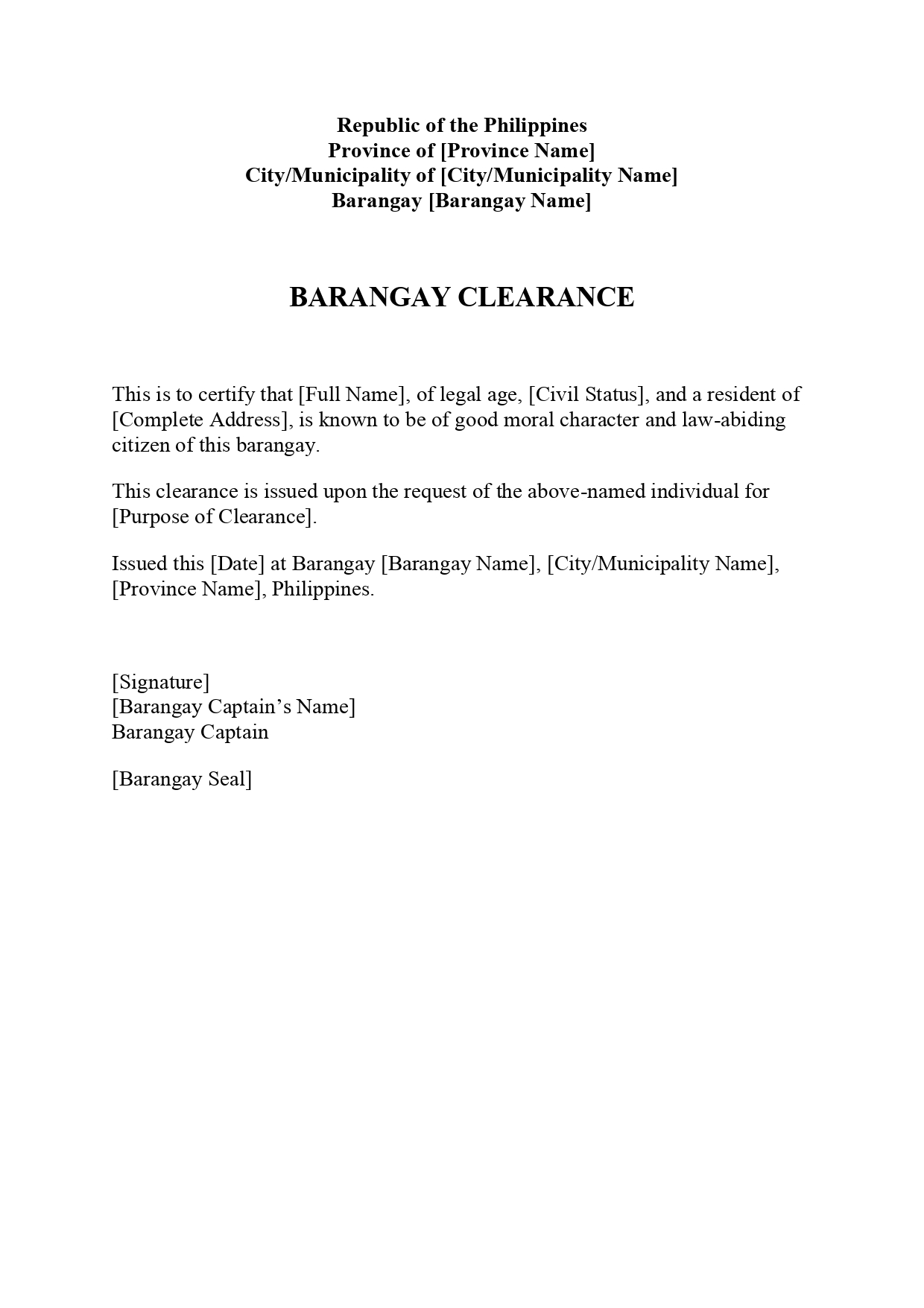 Barangay Clearance