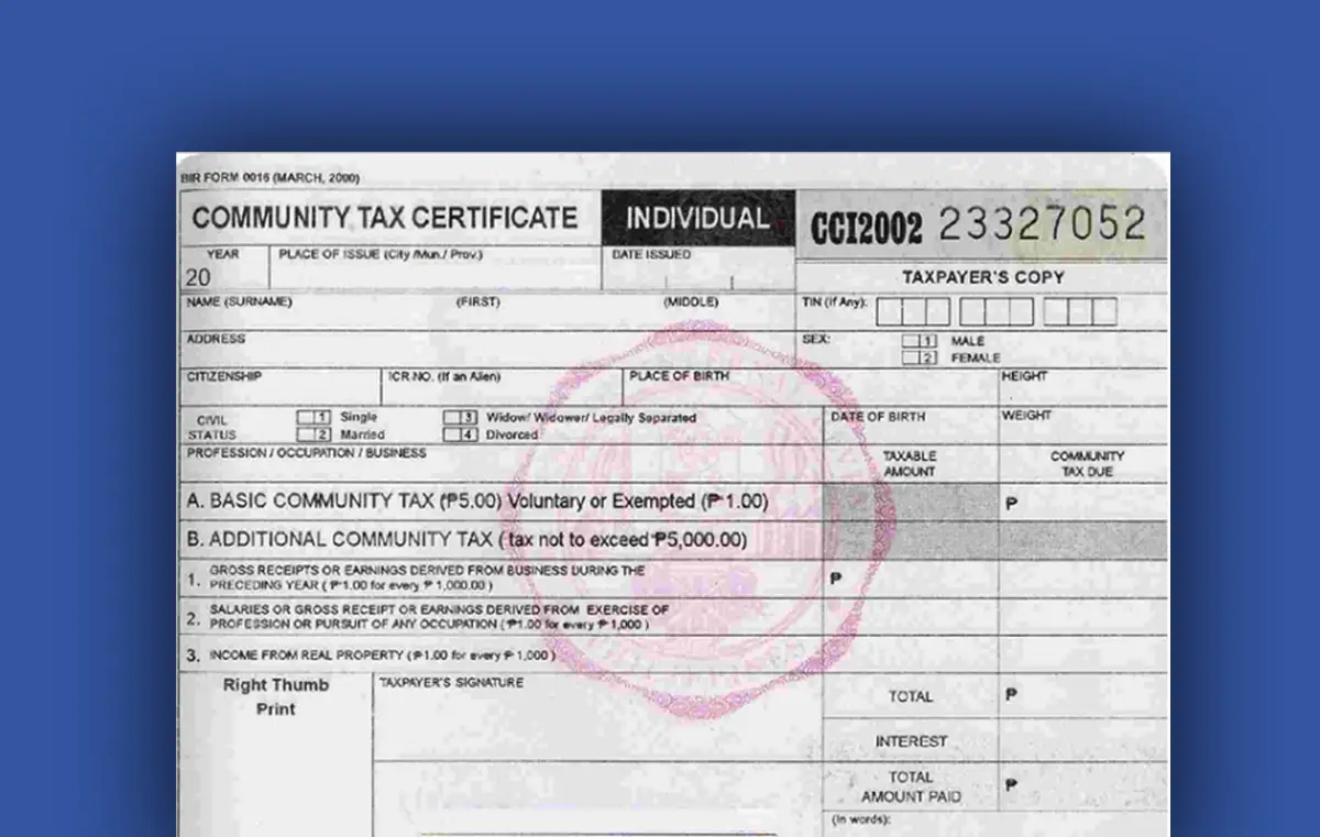 Cedula - Community Tax Certificate