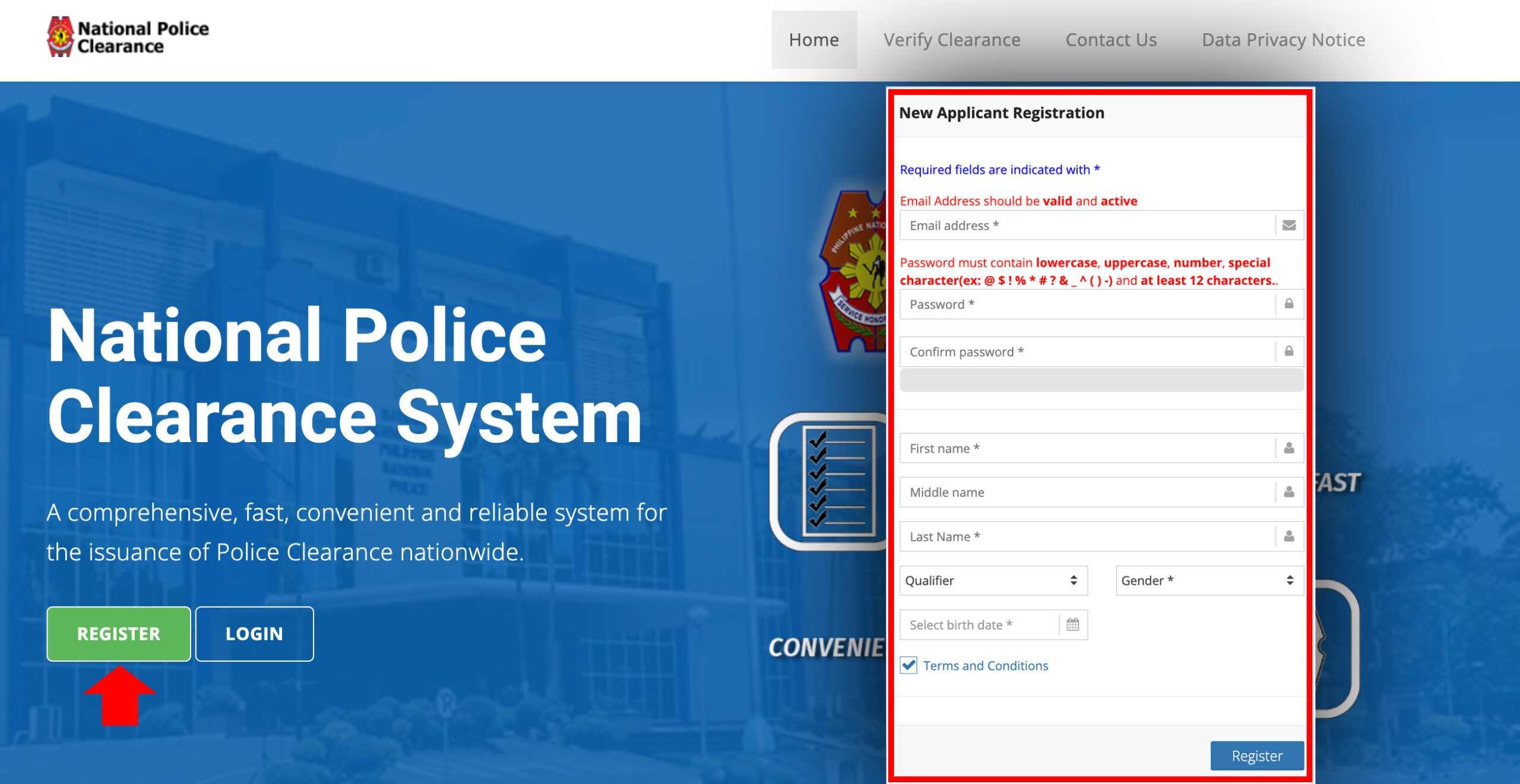 Police Clearance Online Registration