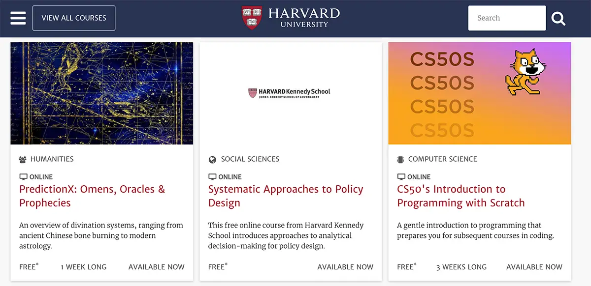 Harvard University Free Online Courses